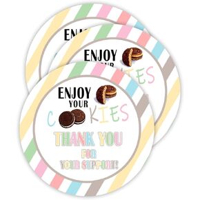 120 PCS Girl Cookies Thank You Reorder Stickers 2 inches Cookie Thank You Appreciation Stickers Cookies Thank You Reorder Labels for Cookies Reorders