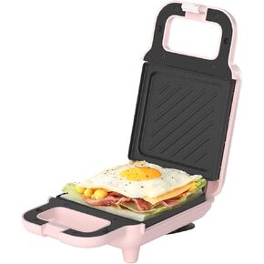 SIMPLUS Electric Sandwich Maker with Non-Stick Plates, Indicator Lights, Cool Touch Handle, Easy to Clean and Store, Perfect for Cooking Breakfast, Grilled Cheese, Tuna Melts and Snacks, White
