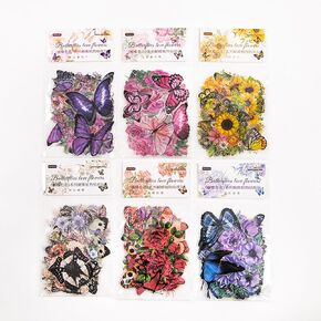 360PCS Retro Butterfly Flower Handbook Material Sticker,Pretty Floral Decorative Decals,for Scrapbook Supplies Junk Journal Bullet Journal DIY Craft Daily Planner