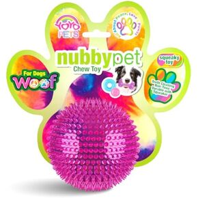 لعبة Nubbypet Chew للكلاب - كرة متينة مع سطح محكم لتنظيف الأسنان وتدليك اللثة - لعبة الحيوانات الأليفة التفاعلية الآمنة وغير السامة - مثالية للكلاب الصغيرة إلى المتوسطة الحجم | لون القرنفل