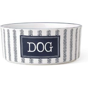 Petrageous 16033 Country Stoneware Dog Bowl 6 بوصة قطره وعاء طويل القامة 2.5 بوصة مع سعة 3.5 كوب وغسالة صحون آمنة للكلاب المتوسطة أو الكلاب الكبيرة والأبيض