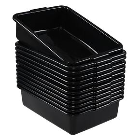 Bringer 13 L Gray Plastic Bus Tubs with Lid, Utility Commercial Bus Totes, Set of 3, F