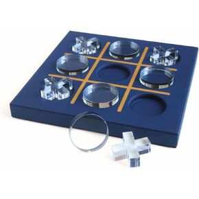 TIC TIC TAC TOE للديكور المنزلي ، لعبة TIC TAC TOE مع جلد أزرق وقطع أكريليك ، TIC TIC TAC ، زخرفة أعلى ، هدية HOUSEWARMING