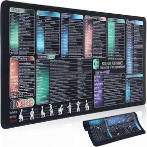 Excel Cheat Sheet Desk Desk ، Pad Exel Exel Fadcuts Pad ، Excel Cheat Sheet Desk Desk for Office & Gaming (34.84 "x15.75")
