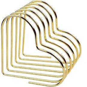 Desktop File Organizer Heart Shaped Magazine Holder Metal Newspaper Holder Magazine File Storage for Office Home Decoration Gifts Gold(6 * 6 inches)