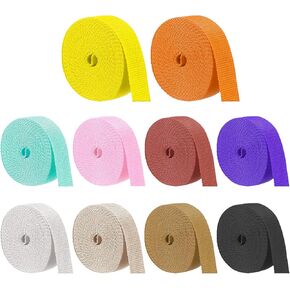 20 Rolls Heavy Cotton Webbing 1 Inch, 65.6 Yard 20 Color Polyester Tubular Webbing Strap Tote Bags Leash Straps for Making Bag Handles, Cloth Belt, Crafts Outdoor Accessories