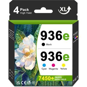 936e Ink Cartridges Combo Pack High Yield Replacement for HP 936e 936XL 936 Ink Cartridges for OfficeJet Pro 9110b 9128 9130b 9125e 9135e 9122e 9730e Printers (4-Pack, Black/Cyan/Magenta/Yellow)