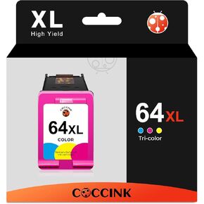 COCCINK 64XL Color Ink Cartridge for HP Ink 64 XL for Envy 6222 7132 Envy Photo 7855 7858 7100 7120 7155 7164 6255 6252 6258 Tango X Printers for Printer Ink HP 64 XL HP64 HP64XL (1 Color)