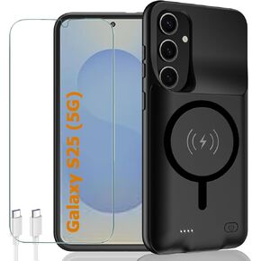 Battery Case for Galaxy S25 Ultra,12000mAh Portable Protective Smart Wireless Charging Case Support Carplay Designed for Galaxy S25 Ultra (6.9 inch) Rechargeable Extended Battery Charger Case (Black)