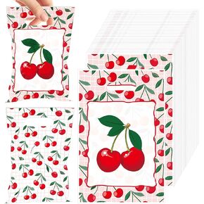 حقائب Eobecy Cherry Party Favor Facs ، 50pcs goody candy candy حقائب الهدايا مع المقابض ، والكرز الحمر