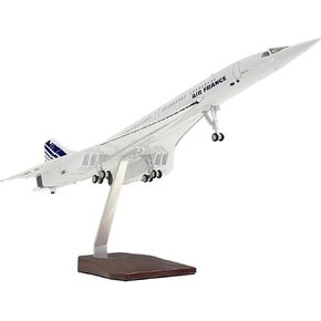 1/125 مقياس Concorde Model Airplane - Air France Livery - طول 19.6 بوصة ، عجلات متداول ، مادة راتنج - مثالية للهدايا والتجميع
