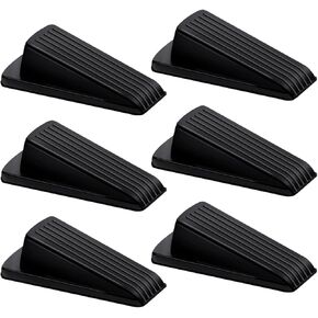 Lesunsul Door Stop, Door Stopper, Door Wedge, 6 Pack Rubber Door Stopper, Rubber Door Stops for Bottom of Door, Works on All Floor Types-Black