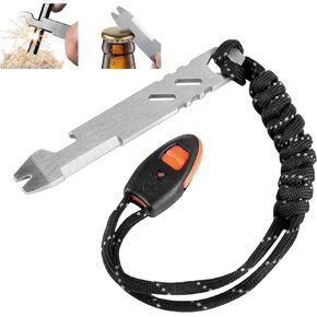 Ferro Rod, Flint and Steel Survival Kit,Fire Starter Multi-Tool, Emergency Fire Starting Striker with Bottle Opener, Wrench, Whistle, Outdoor Magnesium Rods for Camping Hiking Hunting
