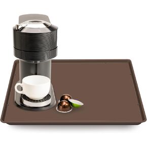 Silicone Coffee Maker Mat with Lip, 19.7'' x 15'' Heavy Duty Coffee Maker Mat for Countertops, Coffee Tray Fit Under Coffee Maker Appliance Automatic Machines Espresso Accessory, Black
