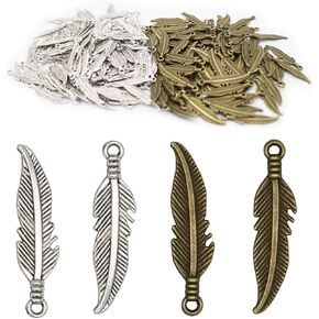 200 Pcs Craft Supplies Dream Catcher Feather Charms Pendants for Jewelry Making Findings Accessory for DIY Bracelet Necklace