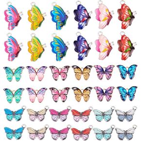 PandaHall Butterfly Charms - 36pcs 3 Styles Alloy Enamel Charm Pendants for Earring, Bracelet, Necklace DIY Craft Making
