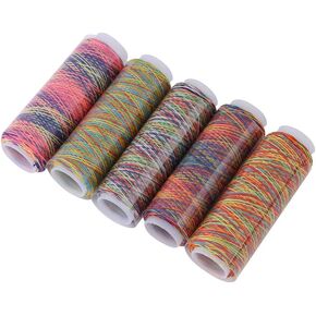 Blendables Thread for Sewing, 5Pcs Multicolor Gradient Variegated Polyester Embroidery Thread Coudre Sewing Quilting Spools Garment Accessory