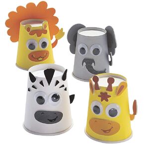 مجموعة مرح كأس الحيوانات السريعة Express Safari - مجموعات الحرف اليدوية - VBS VBS Facia Bible School Supplies/Decor - 12 قطعة