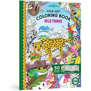 EEBOO: كتاب تلوين مطوي الأشياء مع ملصقات ، يتضمن 50 ملصقًا كامل الألوان ، يتخلى عن 39 بوصة من التلوين ، نشاط الأطفال الذين تتراوح أعمارهم بين 3+