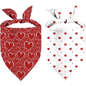 Heart Dog Bandanas, Red White Heart Dog Scarf, Mother's Day Dog Bandana for Medium Large Dogs Pets