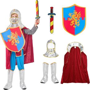MISS FANTASY Medieval Knight Costume for Boys, Halloween Dress Up for Kids