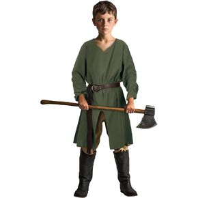 Vzqi Kids Coffal Medieval Pirate Costume Tunic Renaissance Knight Warrior Viking Larp Halloween Green Boys Tops
