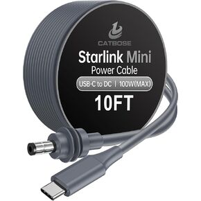 for Starlink Mini Power Cable 5M/16.4FT, Starlink Mini USB C to DC Power Cable Cord 100W, USB Type C to DC Cable Compatible with PD Protocol Power Banks - Starlink Mini Dish Antenna Accessory Kit