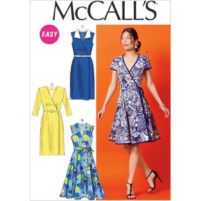 شركة McCall Pattern M6959 تفتقد فساتين وحزام ، حجم E5 "14-16-18-20-22"