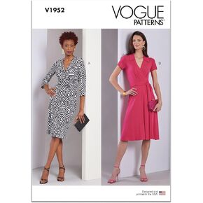 Vogue يفتقد الفساتين الغلاف حزمة نمط الخياطة ، رمز التصميم V1952 ، الأحجام 6-8-10-12-14