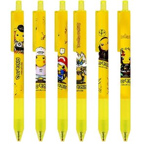 Anime Pens Pikach. Stationery Ballpoint Pen Ballpoint Pens Black Ink 0.5mm Office Supplies for men’s women’s Cute Kawaii 6pcs
