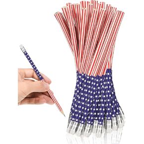 American Flag Pencils USA Flag Pencils Patriotic Pencils with Erasers for Veterans Day, Independence Day, 4th of July, Party Favor, Office School Supplies(15 Pcs)