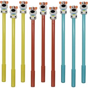 Maydahui 27 PCS Dog Gel Pen لطيف كرتون 3D حيوانات حيوانات جالسة للحيوانات الأليفة Gawk Dogs Black Ink Bow Tie Design for Party Home School