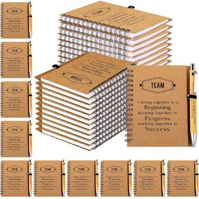 Fulmoon Employee Appreciation Gifts Thank You Gifts Inspirational Spiral Notepads Bulk with Bamboo Pen 3.9 x 5.5 Inch Motivational Notebooks for Coworker Staff Gift (30 Sets)