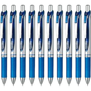 Pentel Bln73-C قلم حبر حبر Energel ، 0.01 بوصة (0.3 مم) ، أزرق ، 10 قطع ، 0.01 بوصة (0.3 مم) ، أزرق (عمود فضية)