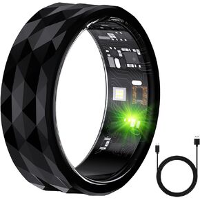 Smart Ring, Activity & Fitness Tracker Ring for Women/Men, No APP Subscription, Sleep Tracking Smart Ring with Calories/Heart Rate/Blood Oxygen/Sleep Monitoring (Black, Size 10)