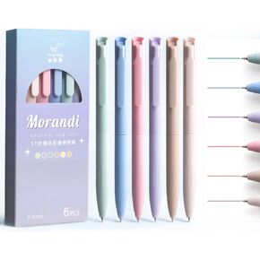 6 PCS A Gel Als Ink ، Point Fine Point 0.5 مم أقلام جمالية للكتابة ، والمجلة ، وتوصيل الملاحظات ، واللوازم المدرسية المكتبية اللطيفة ، والهدايا للنساء والرجال ، وألوان الباستيل مع حقيبة قلم
