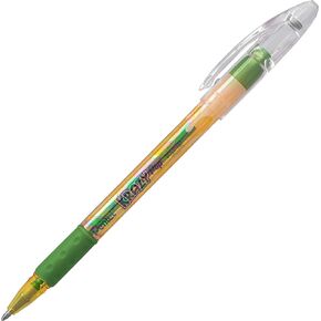 Pentel Krazy POP Beauty Beauty Iridescent Gel Pen, (1.0mm) Bold Line, Yellow & Metallic Green Ink, Box of 12 (K91-DDG)