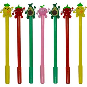 Maydahui 28 PCS Fruits على شكل أقلام أسداد أقلام Kawaii Pen الأسود حبر حبر الفراولة الفراولة تصميم الخوخ الأفوكادو لمدرسة لوازم القرطاسية المكتبية المدرسية