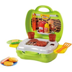 Play Mini Chef BBQ Grill Playset Play My Carry على طول Barbeque 22 قطعة نشاط مرح مجموعة إكسسوارات المطبخ الكبار ألعاب المطبخ للبنين والبنات الذين تتراوح أعمارهم بين 24 شهرًا - 7 سنوات
