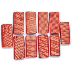 LOVENSPIRE Red Jelly Unstitched Saree Blouse Pieces Woven Brocade Fabric for Women Return Gifts Pooja Housewarming (10 PCs)