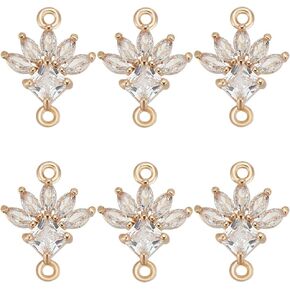 Beebeecraft 10Pcs Flower Connectors Charms K9 Glass Crystal Floral Pendant Links with Double Loops for Bracelet Earring Necklace Jewelry Making