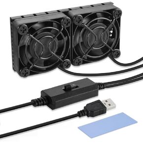 ELUTENG Dual AC 140mm Case Fan with Power Adapter, 3 Speed Control 12V Ventilator Fan for Laptop Receiver DVR Playstation Xbox Desk Computer Cabinet Cooling