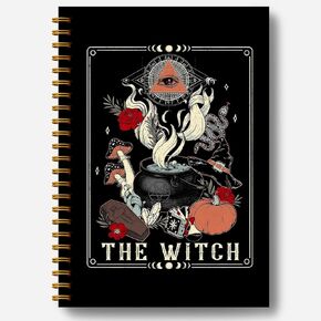 Witch Journal, the Witch Tarot Journal Notebook, Witchy Gifts, Witch Stuff, Witchy Gifts for Women, Gifts for Tarot Lovers, Magical Cottagecore Witch Spiral Notebook 5.5x8.3 Inch