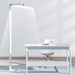 poukaran 76" LED Floor Lamp, 100W White Modern Free-Standing Lamp, 12000LM Dimmable Eye Care Tall Reading Lamp for OfficeChildren's Room, Bedroom, Meeting Room.