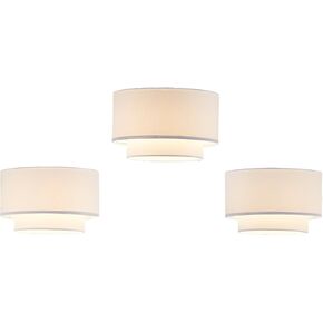 Artiva USA 10.5"Dia X7"H Premium Double Drum Linen Shade - Off White, Fully Assemble, Fit most Arched/Arc Floor Lamp,Set of 3