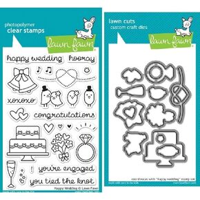 Lawn Fawn Happy Wedding Clear Stamp and Die Set - يشمل كل واحد من LF887 (Stamp) و LF888 (يموت) - حزمة 2