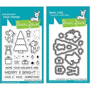 Lawn Fawn Merry Mice 3x4 مجموعة طوابع واضحة وتنسيق تخفيضات العشب يموت ، حزمة من عنصرين (LF2684 ، LF2685)