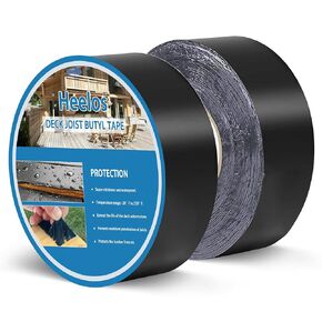 Butyl Joist Deck Tape for Decking 1-5/8""×50,5 Pack Weather-Resistant Deck Joist Tape Waterproof Flashing Tape, Self-Adhesive Joist Tape Decking for Wood Decks Joist Beams Roof, Black