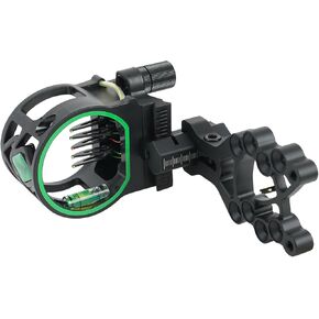 Archery 3-Pin Bow Sight - 0.019" Fiber, Brass Pin, Aluminum Machined - Right and Left Handed, with Hi-Vis Level for Archery, Hunting, Shooting