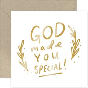 جعلك God Old English Co. بطاقة خاصة له أو لها - بطاقة المعمودية أو التعميد للصبي أو الفتاة - بطاقة دينية الطفل الكبار - بطاقة الخطوبة | فارغ داخل الظرف
